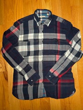 Burberry Navy Red Somerton Flannel Shirt🔥